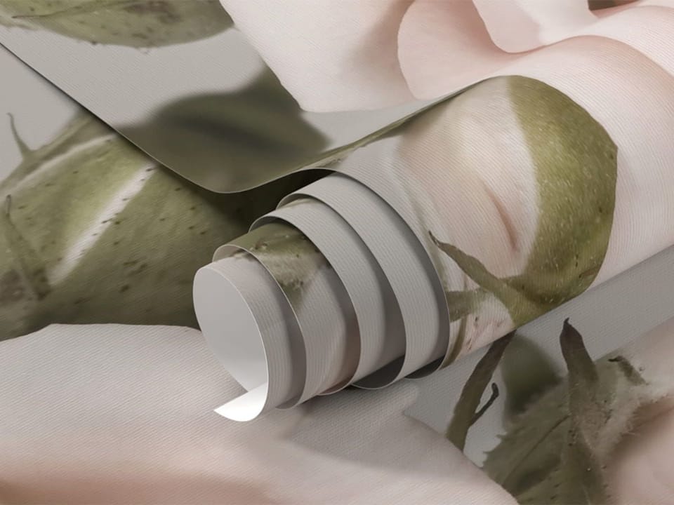 Fototapeta Róże z pąkami na jasnym tle fragment #1