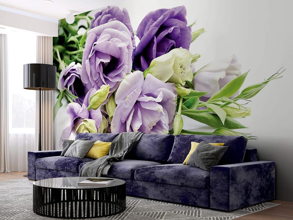 Fototapeta Bukiet Fioletowych Kwiatów we wnętrzu salonu