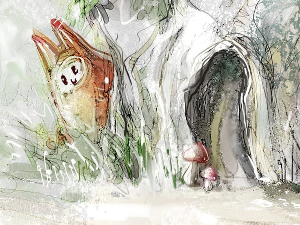 Fototapeta Domek na drzewie z huśtawką - jakość wydruku i struktura materiału