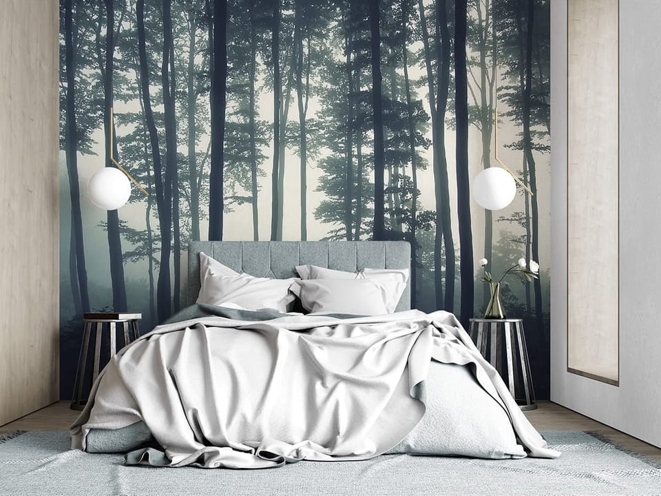 Fototapeta Tajemniczy Las w Mgle we wnętrzu sypialni