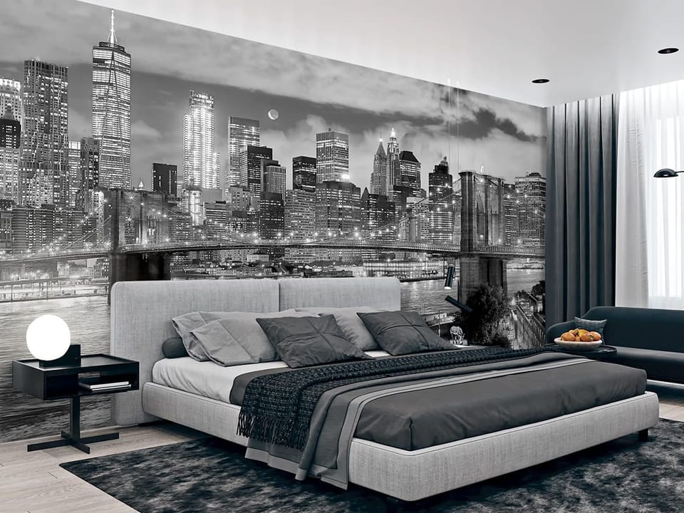 Fototapeta Most w Nowym Jorku nocą we wnętrzu sypialni