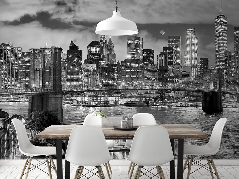 Fototapeta Most w Nowym Jorku nocą we wnętrzu kuchni