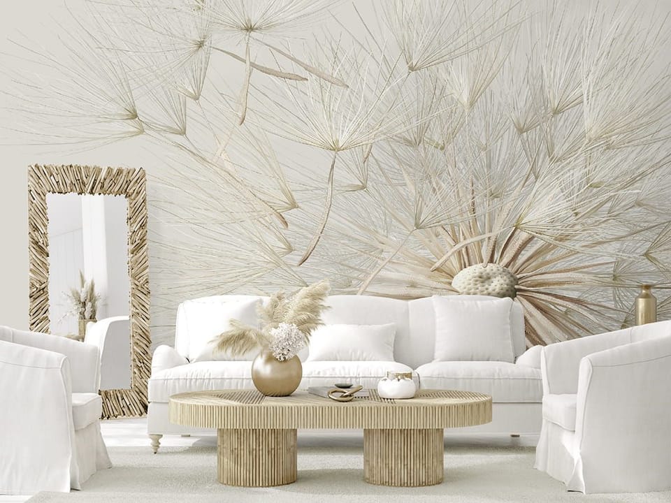 Fototapeta Subtelne dmuchawce w zbliżeniu we wnętrzu salonu