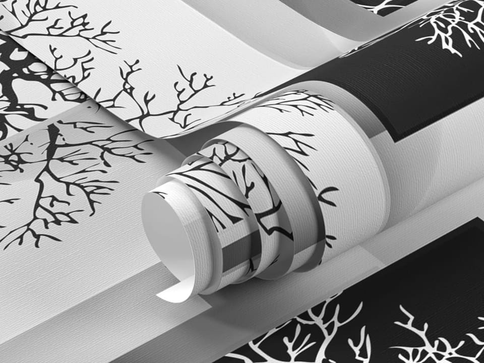 Fototapeta Geometryczne drzewa w kwadratach fragment #1