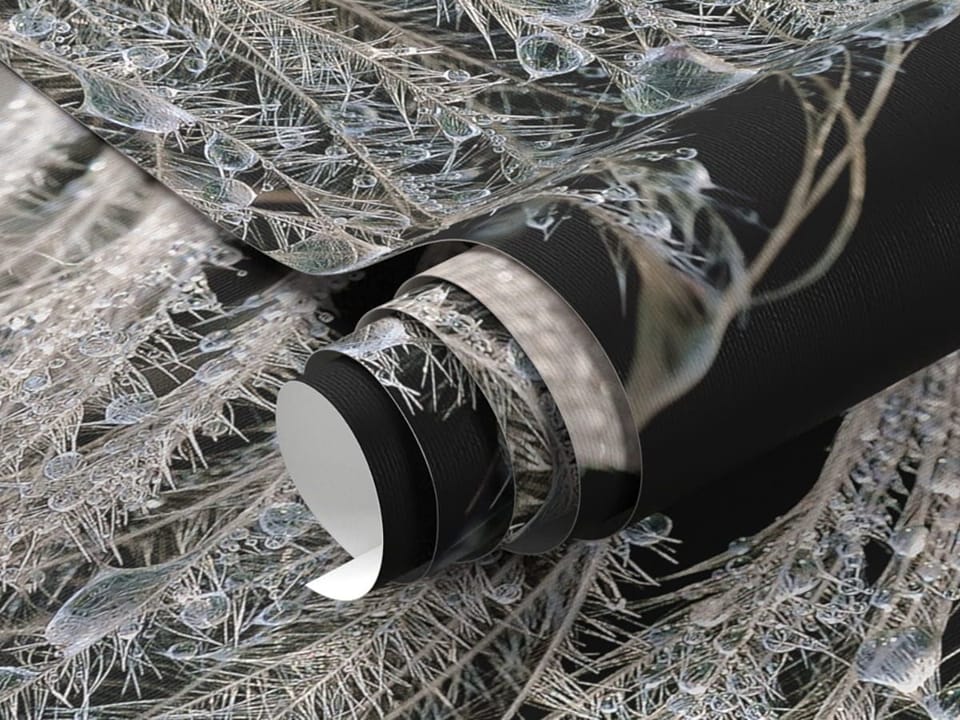 Fototapeta Pióro z kroplami wody - realne zdjęcie w rolce
