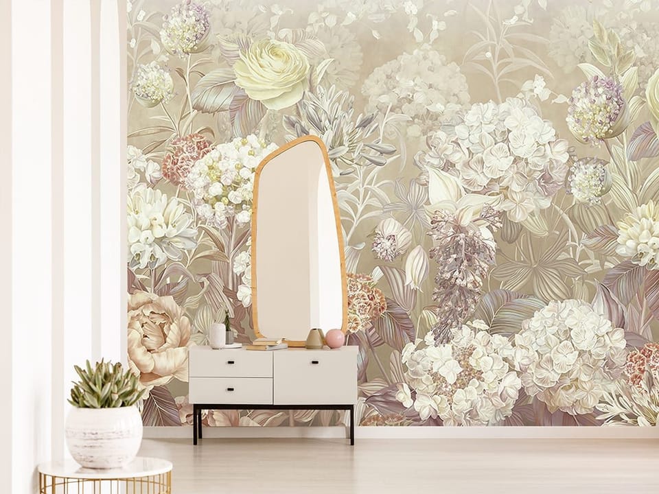 Fototapeta Kwiaty polne w pastelowych barwach we wnętrzu przedpokoju