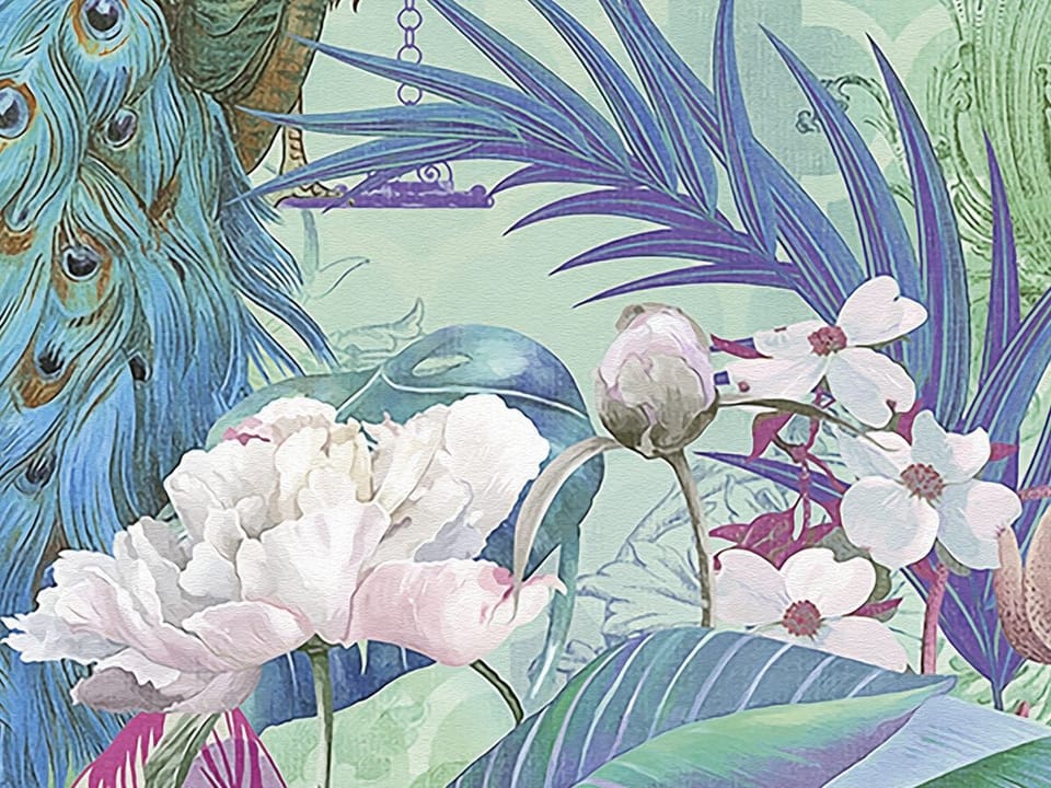 Fototapeta Pawi ogon w tropikalnej scenerii fragment #1