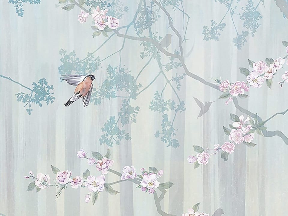 Fototapeta Kwitnące drzewo z pastelowym tłem fragment #2