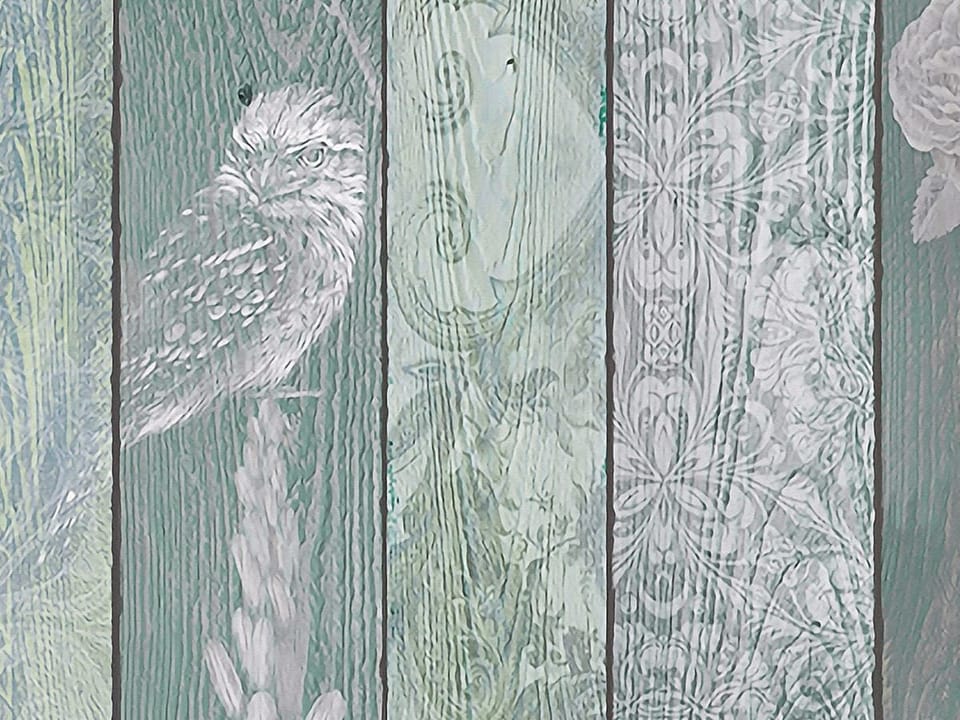 Fototapeta Deski z Kwiatowymi Wzorami fragment #1