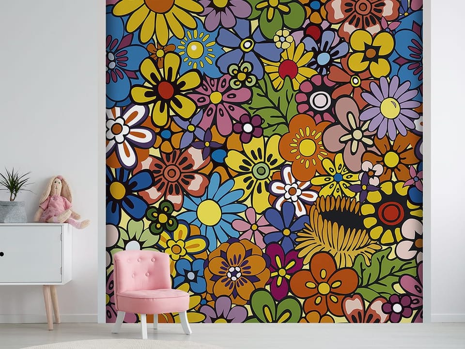 Fototapeta Kolorowy Wzór Kwiatowy we wnętrzu pokoju dziecka