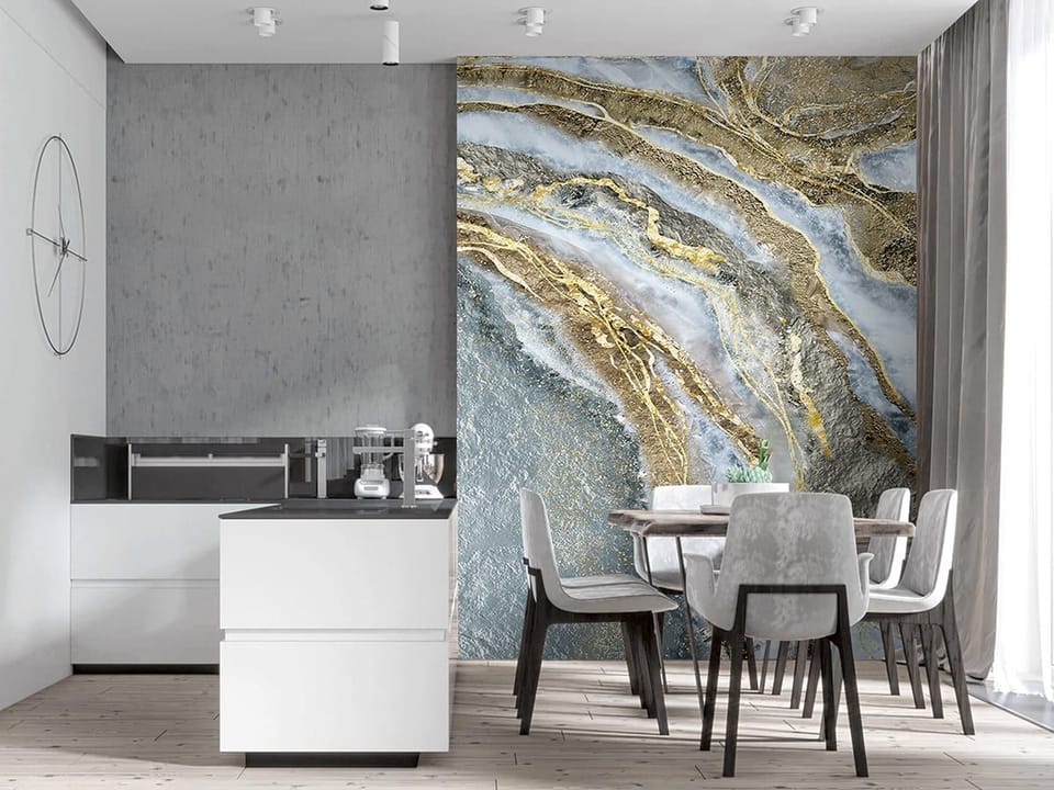 Fototapeta Abstrakcyjne Żyłki Marmuru we wnętrzu kuchni