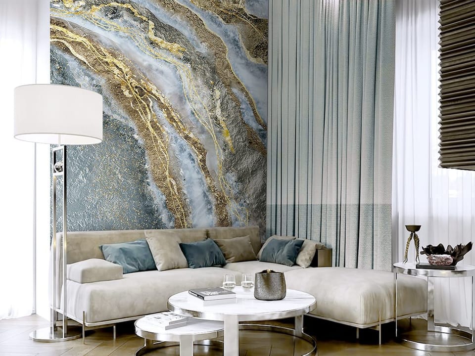 Fototapeta Abstrakcyjne Żyłki Marmuru we wnętrzu salonu
