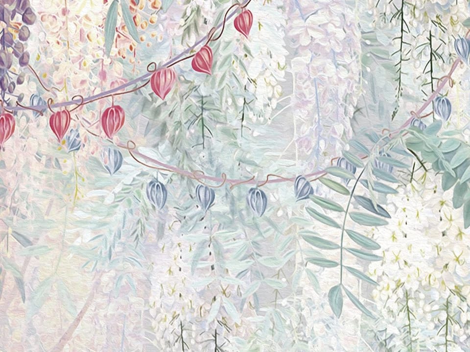 Fototapeta Murale kwiatowe z gęstą roślinnością fragment #3