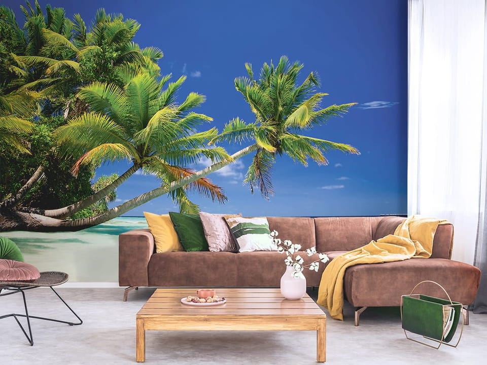 Fototapeta Palmy nad brzegiem morza we wnętrzu salonu