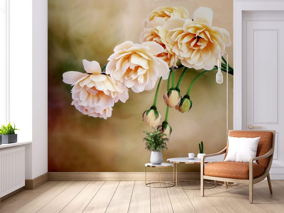 Fototapeta Róże w pełnym rozkwicie we wnętrzu salonu