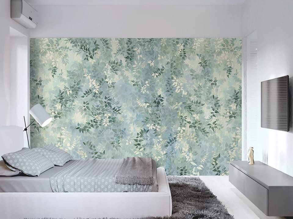 Fototapeta Liście i Gałęzie na Tle we wnętrzu sypialni