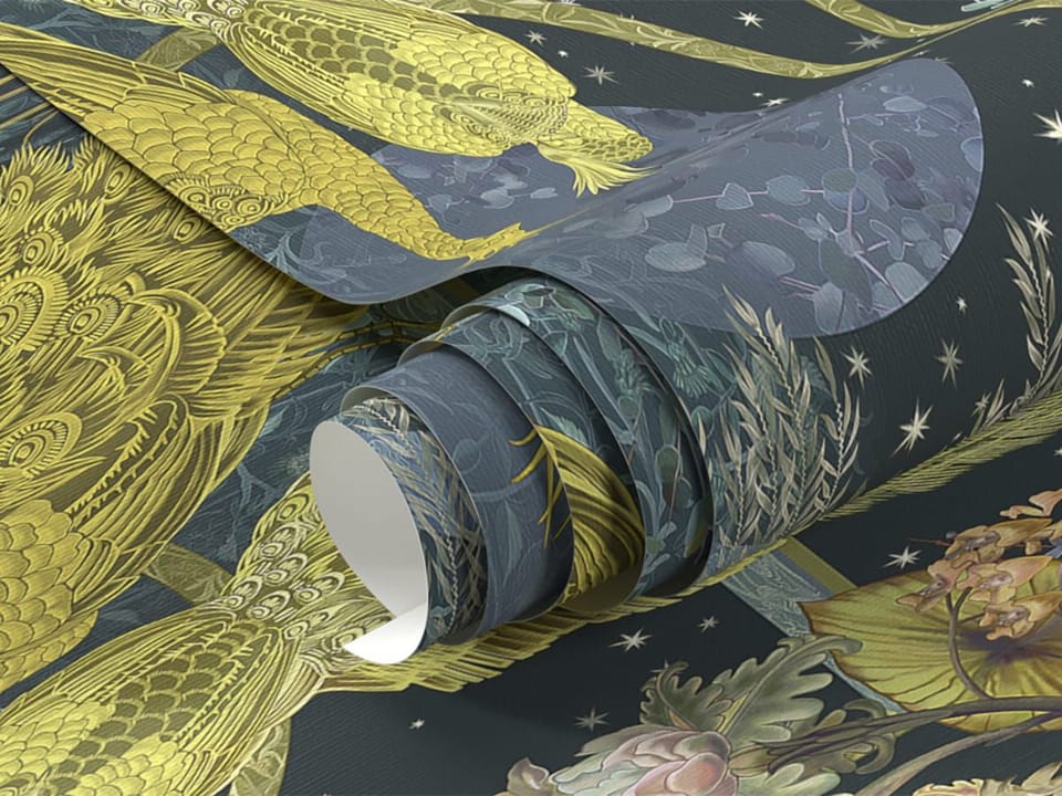 Fototapeta Złote pawie na nocnym niebie fragment #1