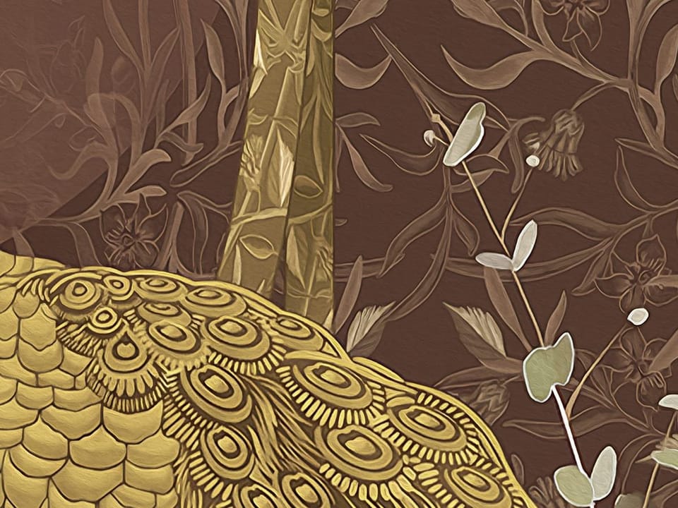 Fototapeta Złote pawie na gałęzi fragment #1