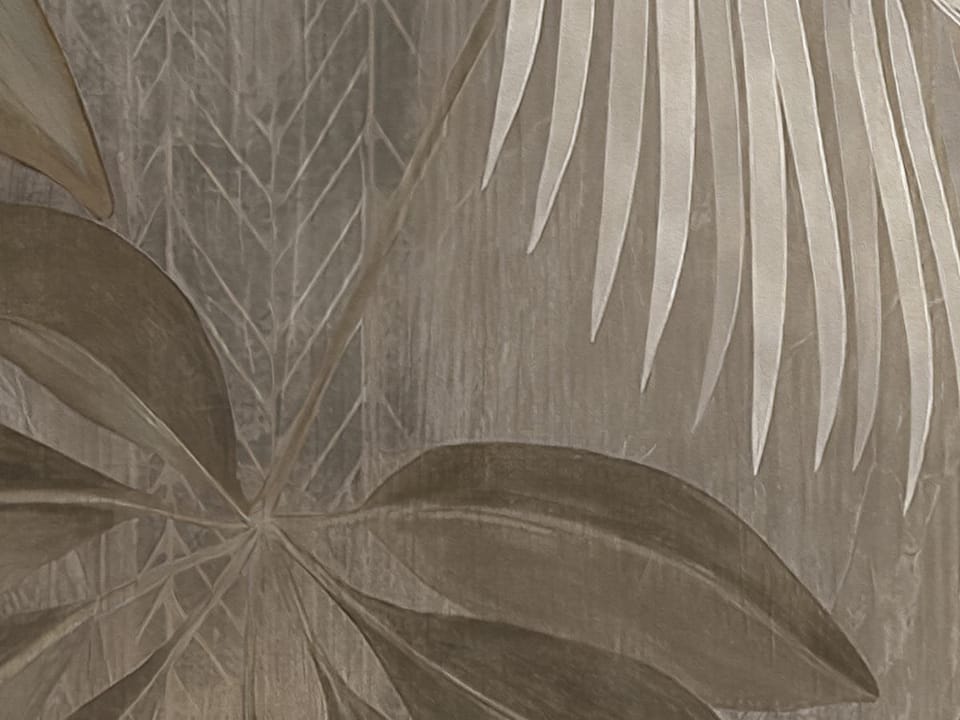 Fototapeta Tropikalne liście na spokojnym tle fragment #1