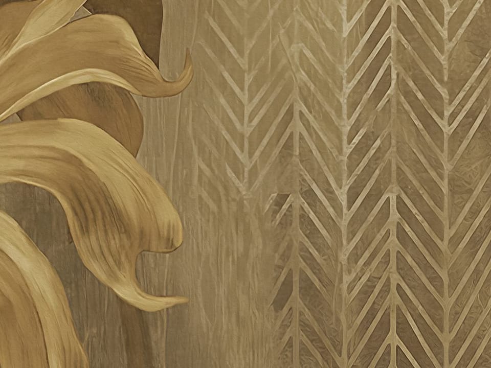 Fototapeta Tropikalne liście na tle jodełki fragment #1