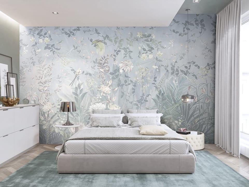 Fototapeta Kwiaty polne w pastelowych barwach we wnętrzu sypialni