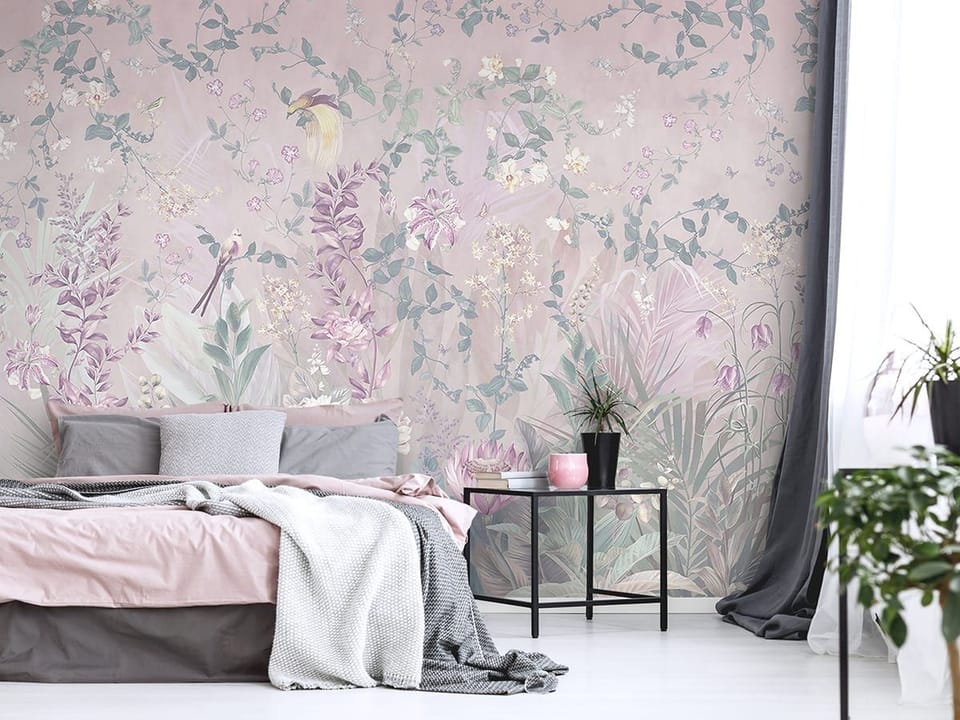 Fototapeta Kwiaty Polne w Pastelach we wnętrzu sypialni