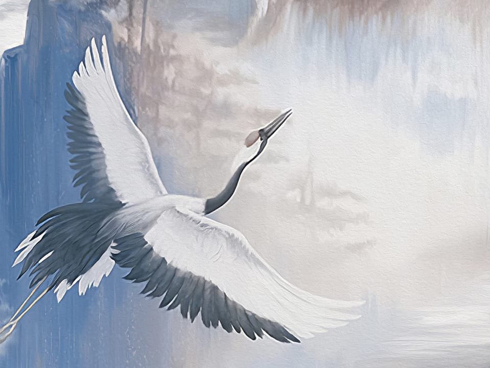 Fototapeta Żurawie na skale w górach fragment #1