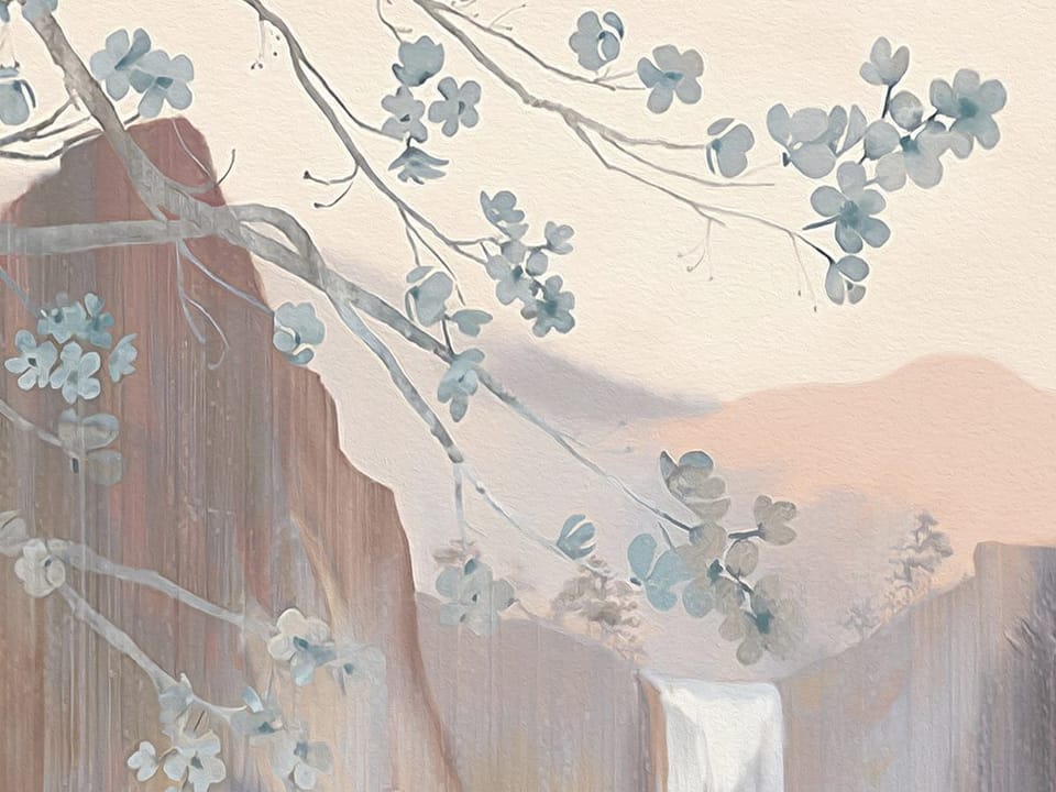 Fototapeta Krajobraz górski z wodospadami fragment #2