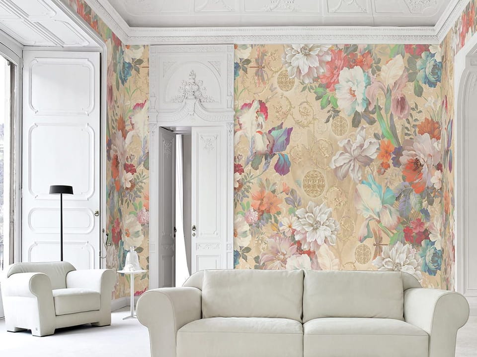 Fototapeta Kwiaty polne w stylu vintage we wnętrzu przedpokoju