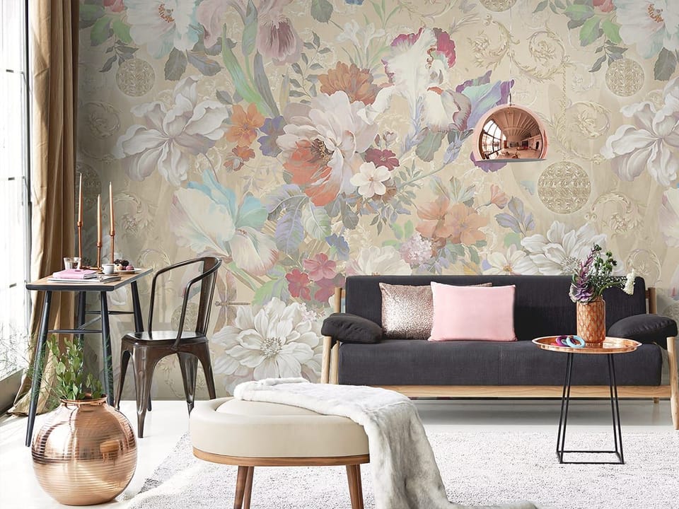 Fototapeta Kwiaty polne w stylu vintage we wnętrzu salonu