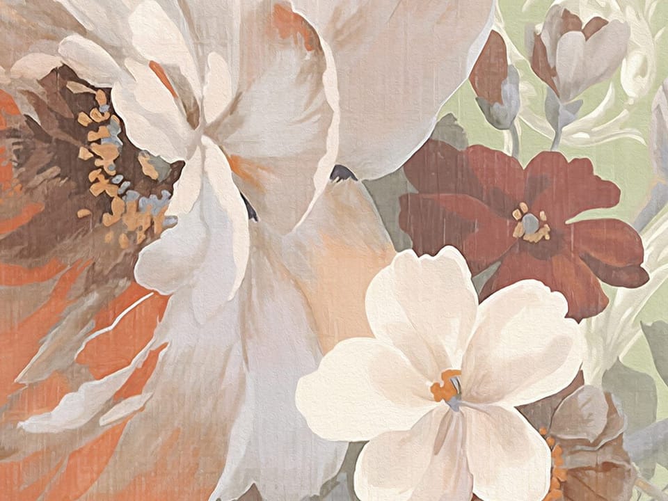 Fototapeta Kwiaty na zielonym tle z liśćmi fragment #1