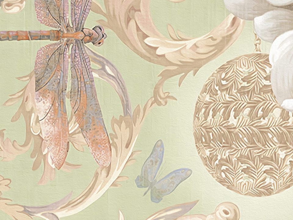 Fototapeta Kwiaty na zielonym tle z liśćmi fragment #2