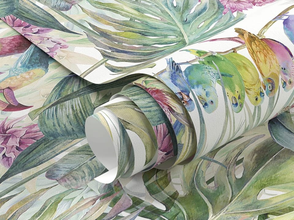 Fototapeta Kolorowe ptaki w tropikalnej dżungli fragment #1