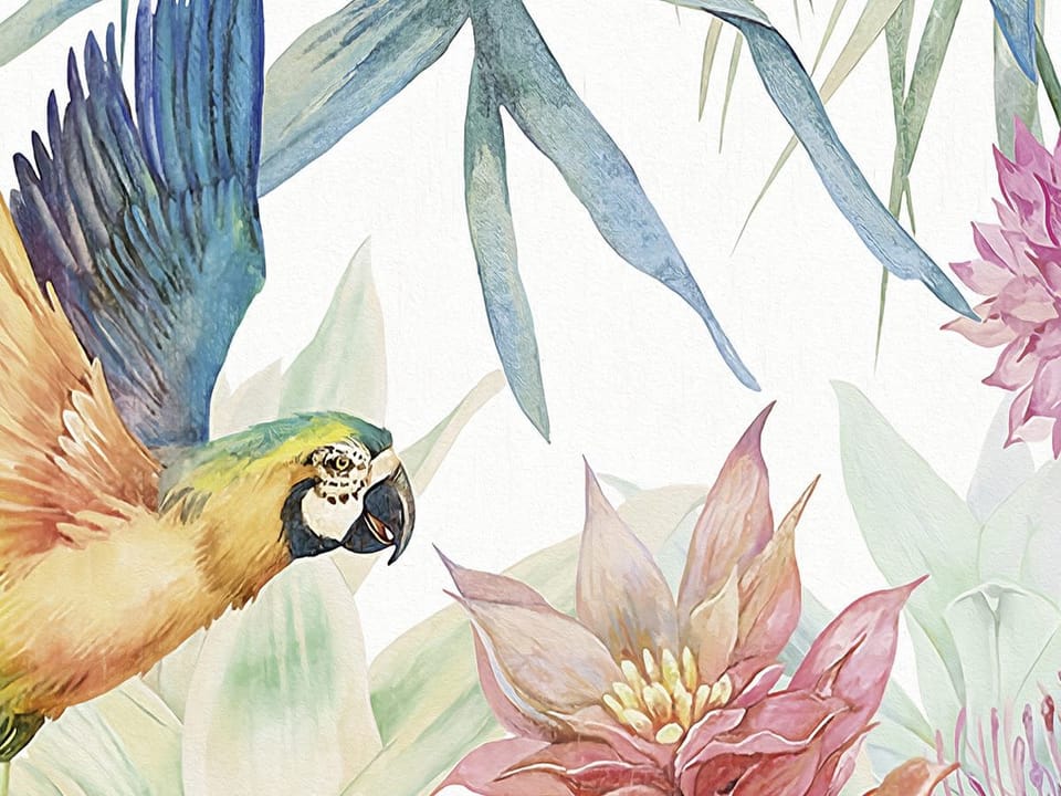 Fototapeta Kolorowe ptaki w tropikalnej dżungli fragment #2