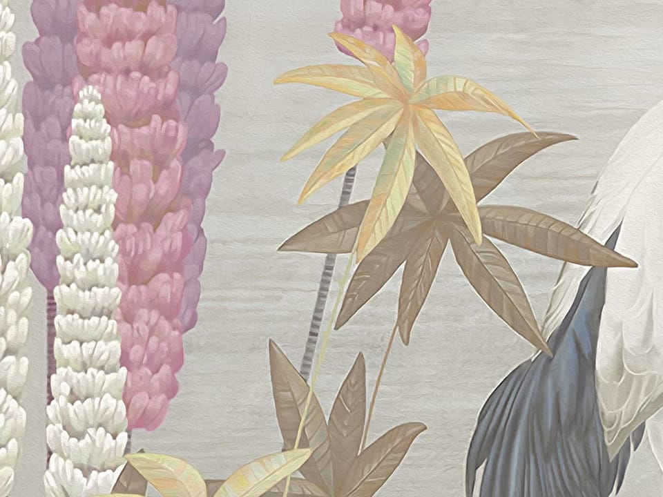 Fototapeta Żurawie w ogrodzie kwiatów fragment #1