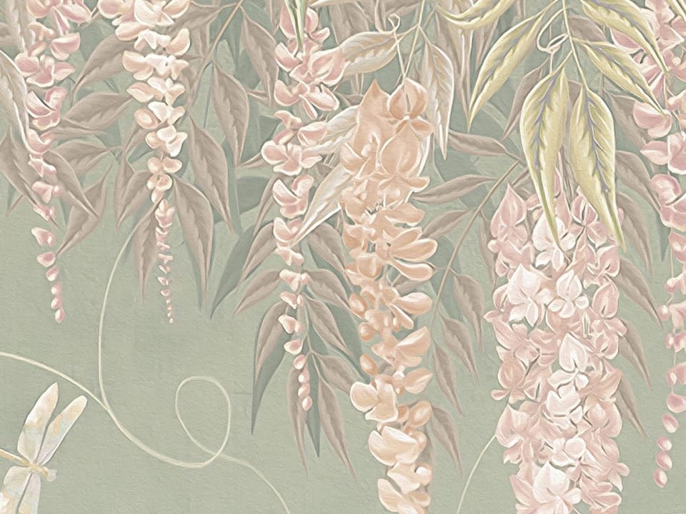 Fototapeta Żurawie w Ogrodzie Pełnym Kwiatów fragment #2