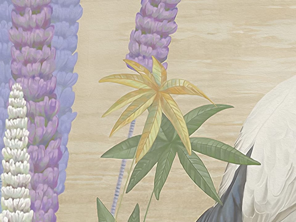 Fototapeta Żurawie w Ogrodzie Kwiatów fragment #1