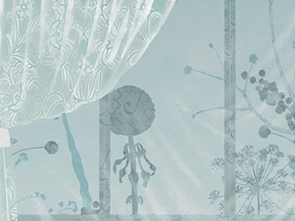 Fototapeta Zasłony z roślinnymi wzorami fragment #1