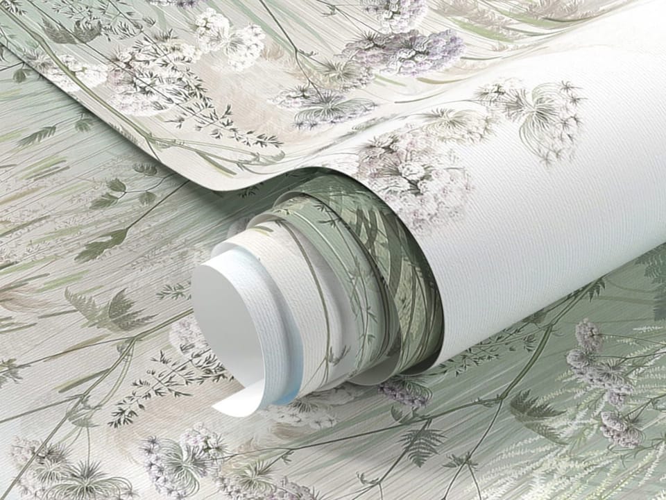 Fototapeta Pole traw i dzikich kwiatów fragment #1