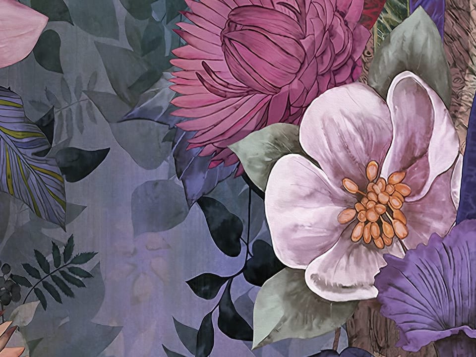 Fototapeta Kwiaty na tle gałęzi drzewa fragment #1