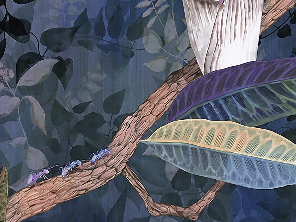 Fototapeta Kwiaty na tle gałęzi drzewa fragment #2