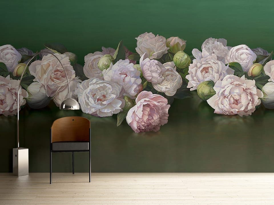 Fototapeta Bukiet Różowych Piwonii we wnętrzu przedpokoju