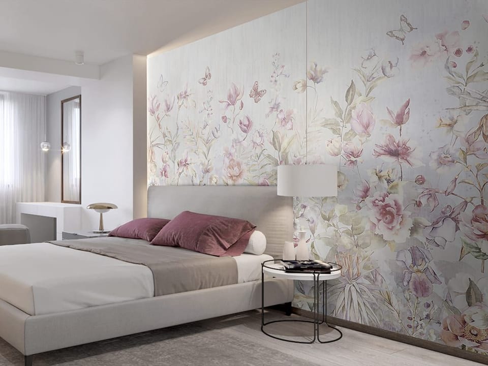 Fototapeta Kwiaty polne w pastelowych barwach we wnętrzu sypialni