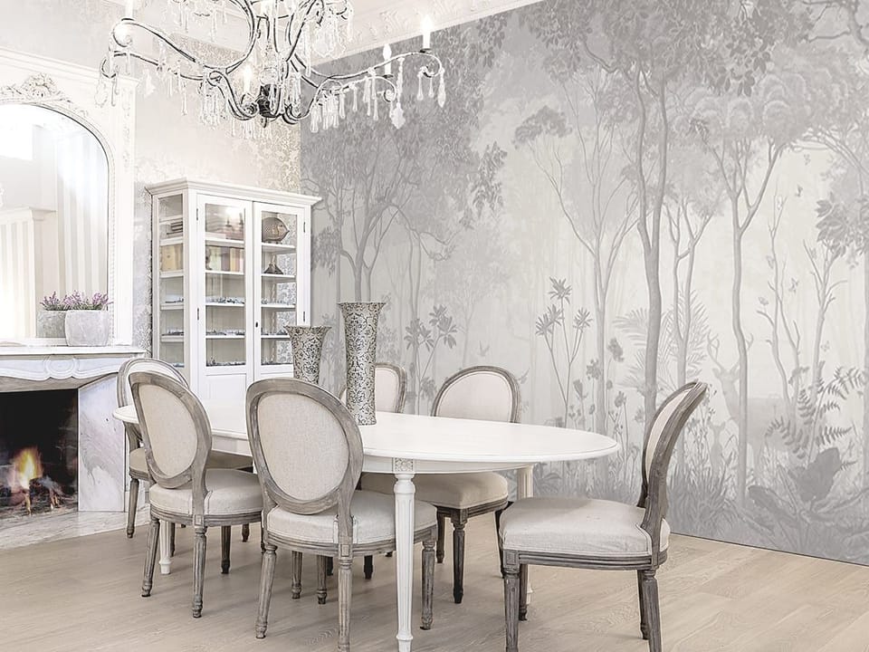 Fototapeta Gęsty las z wysokimi drzewami we wnętrzu kuchni