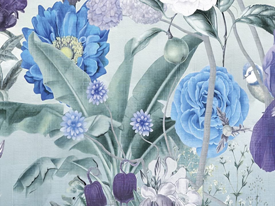 Fototapeta Kwiaty i ptaki na tle nieba fragment #2