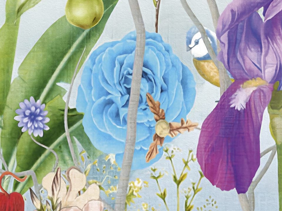 Fototapeta Kwiaty i Ptaki na Tle Nieba fragment #2