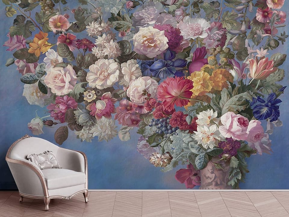 Fototapeta Kwiatowy bukiet w pastelach we wnętrzu przedpokoju