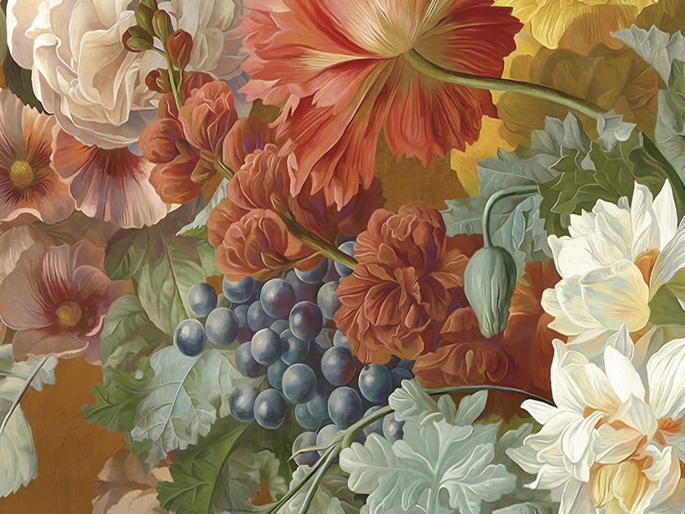 Fototapeta Bukiet kwiatów w ozdobnym wazonie fragment #1