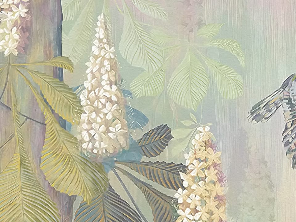 Fototapeta Liście i kwiaty kasztanowca fragment #1