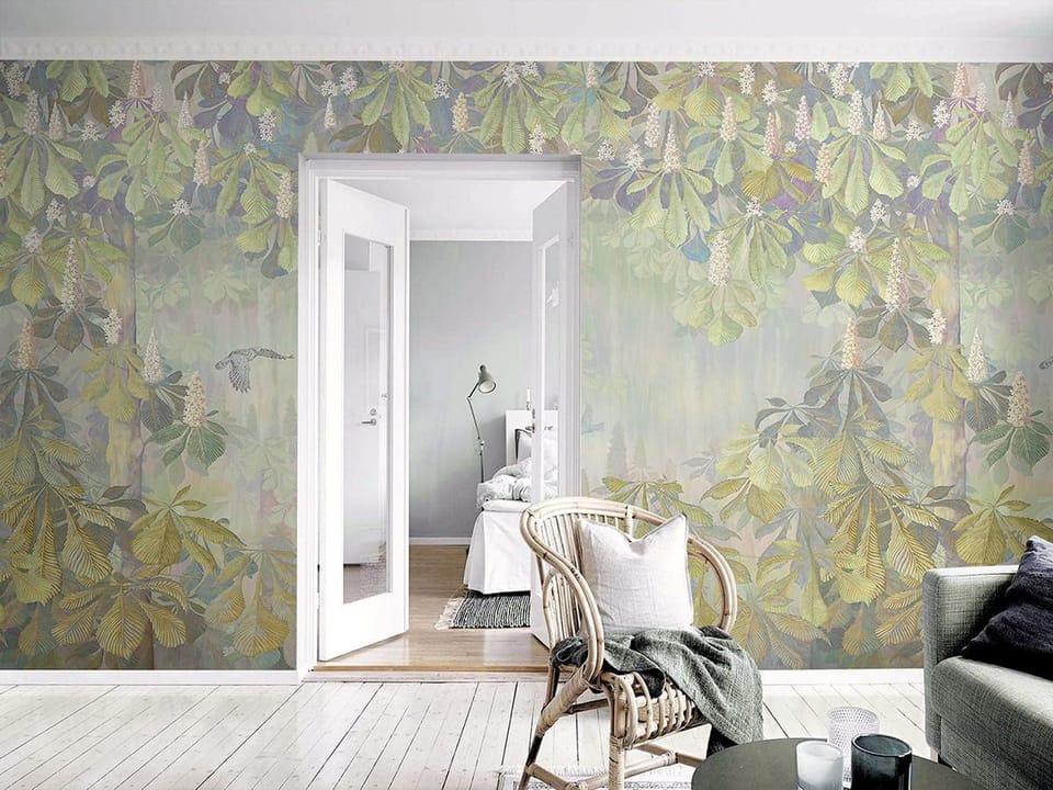 Fototapeta Liście i kwiaty kasztanowca we wnętrzu przedpokoju